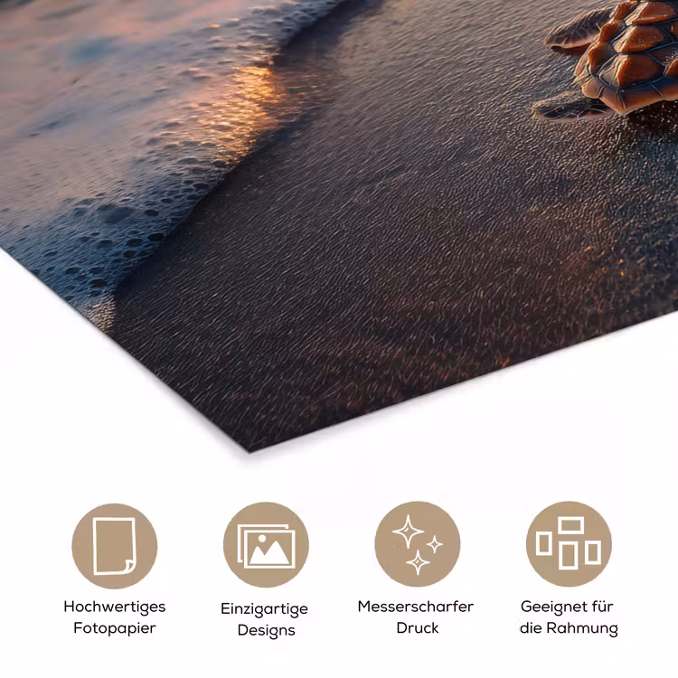 Schildpad - strand - Zonsondergang poster papier klein -tcloseup_DE