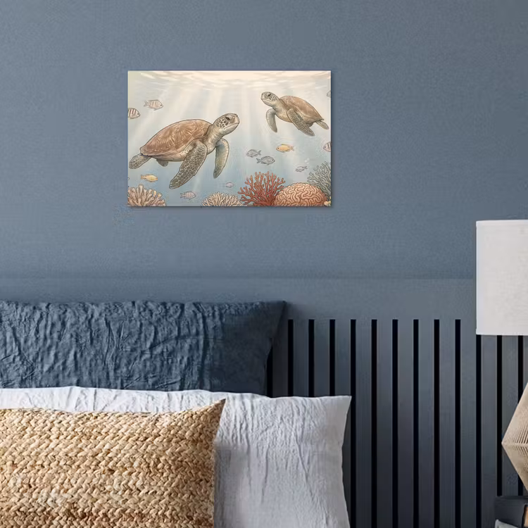 Schildpad - Onderwater - Natuur - Illustratie poster papier klein -sfeer2
