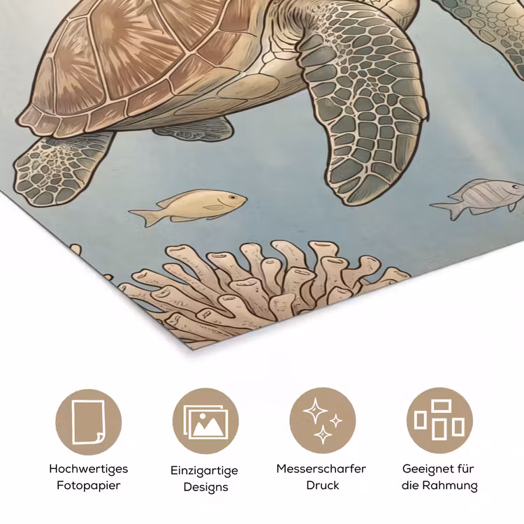 Schildpad - Onderwater - Natuur - Illustratie poster papier klein -tcloseup_DE