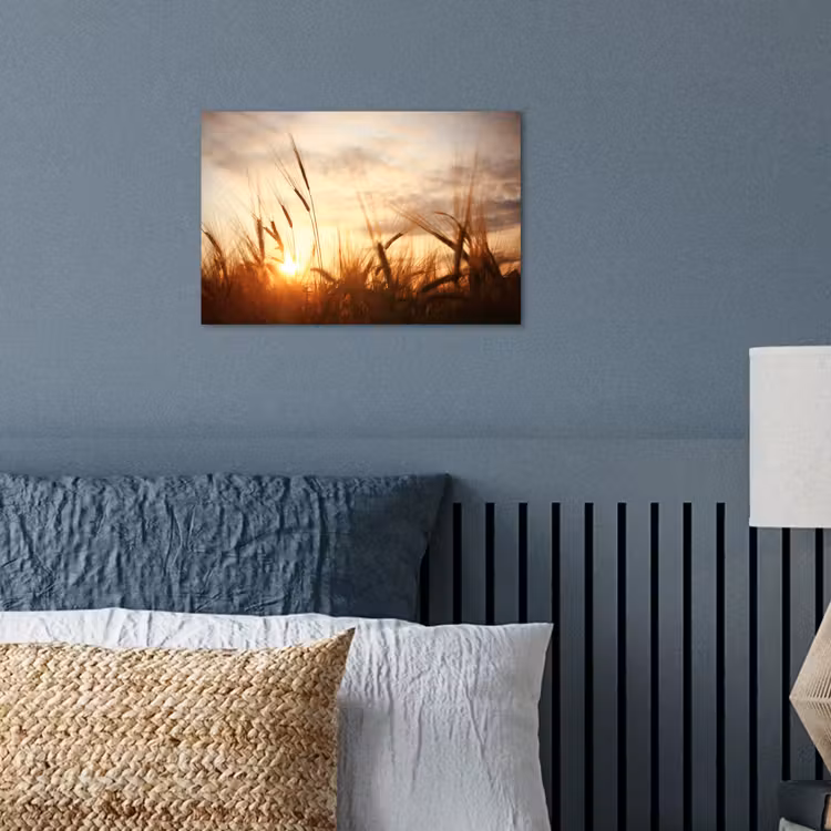 Riet - Gras - Zonsondergang - Natuur - Horizon poster papier klein -sfeer2