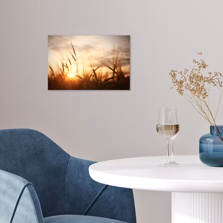 Riet - Gras - Zonsondergang - Natuur - Horizon poster papier klein -sfeer3