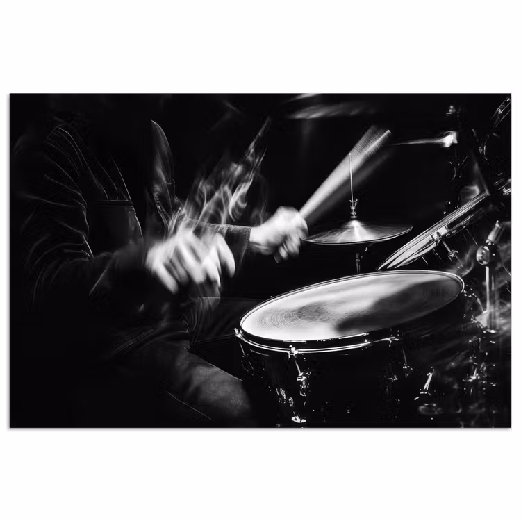 Drummer - Zwart - Drumstel poster papier klein -3d