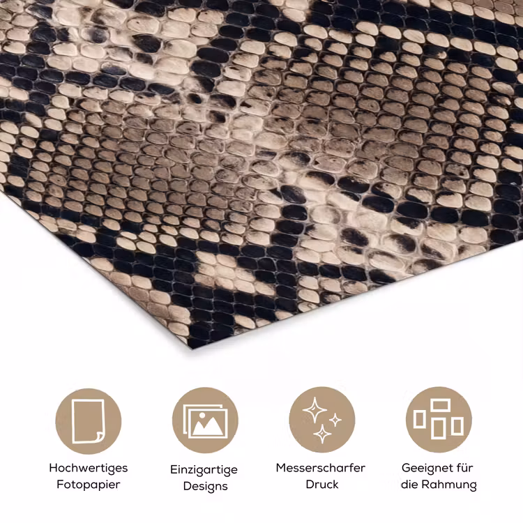 Slangenprint - Python - Bruin poster papier klein -tcloseup_DE