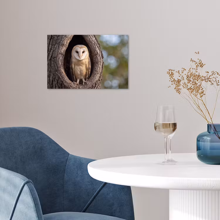 Kerkuil - Boom - Natuur - Bruin poster papier klein -sfeer3