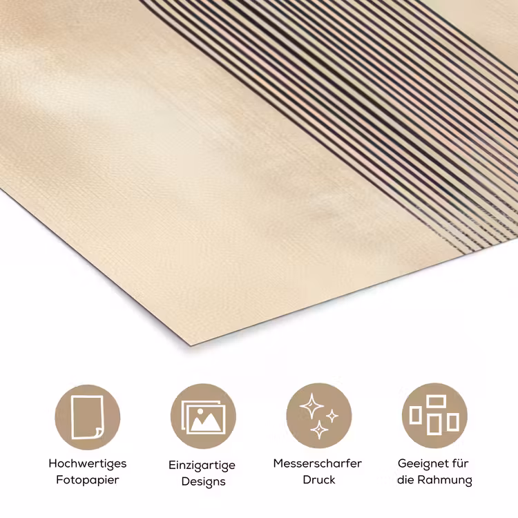 Boog - Strepen - Minimalistisch - Zwart poster papier klein -tcloseup_DE