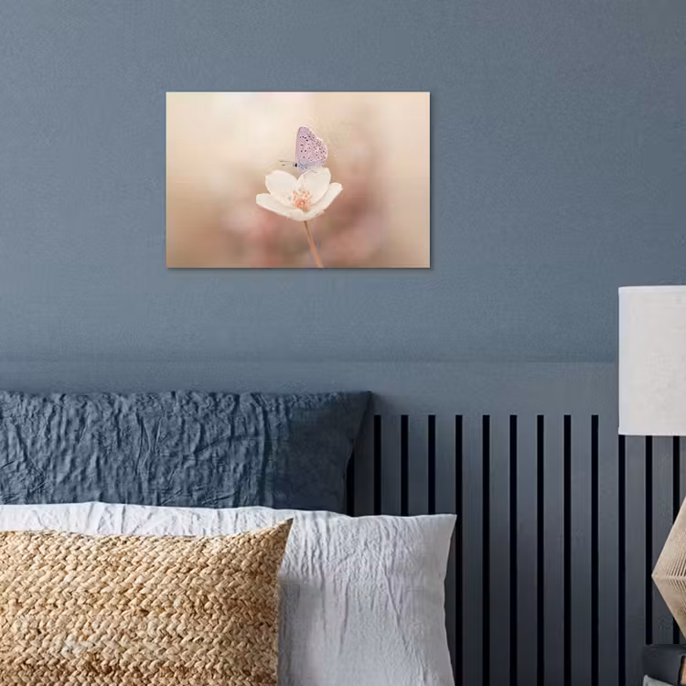Vlinder - Bloem - Blauw poster papier klein -sfeer2