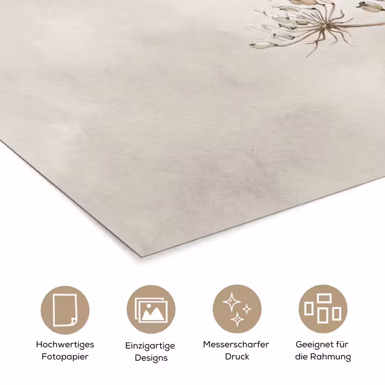 Vlinder - Bloem -Natuur - Beige poster papier klein -tcloseup_DE