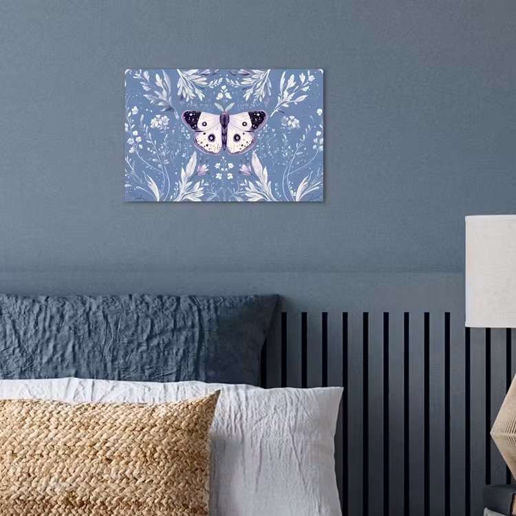 Vlinder - Bloemtakken - Lichtblauw poster papier klein -sfeer2