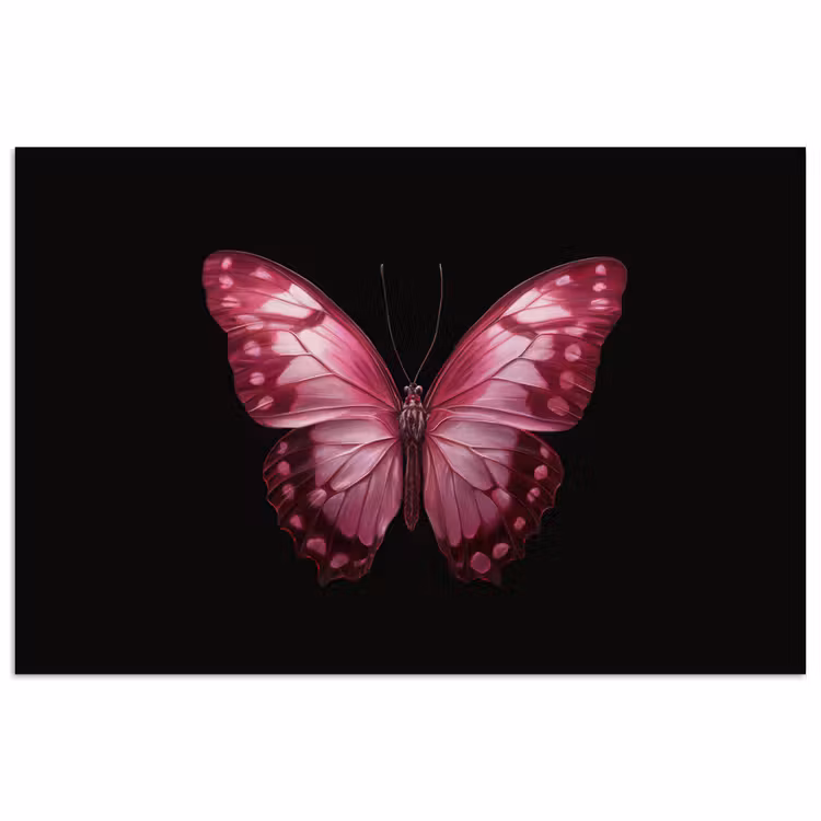 Vlinder - Fuchsia - Grafisch poster papier klein -3d