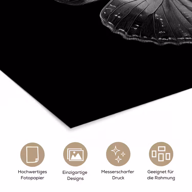 Vlinder - Grijs - Mysterieus poster papier klein -tcloseup_DE