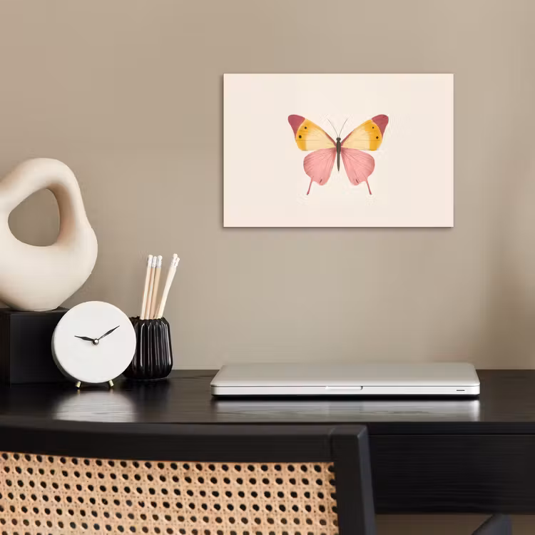 Vlinder - Illustratie - Roze poster papier klein -sfeer1