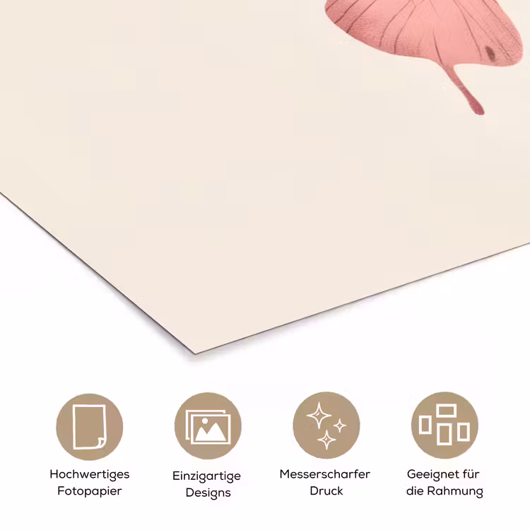Vlinder - Illustratie - Roze poster papier klein -tcloseup_DE