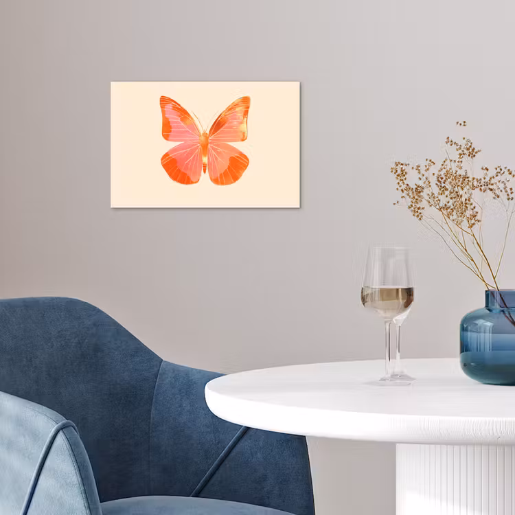 Vlinder - Minimalistisch - Roze poster papier klein -sfeer3