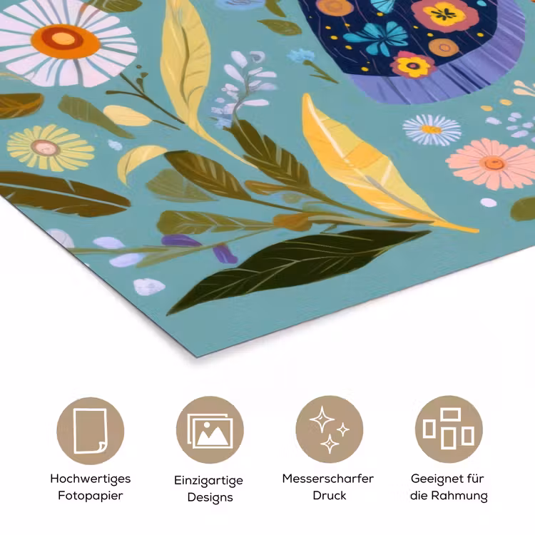Vlinder - Sierlijk - Bloemen - Bladeren poster papier klein -tcloseup_DE