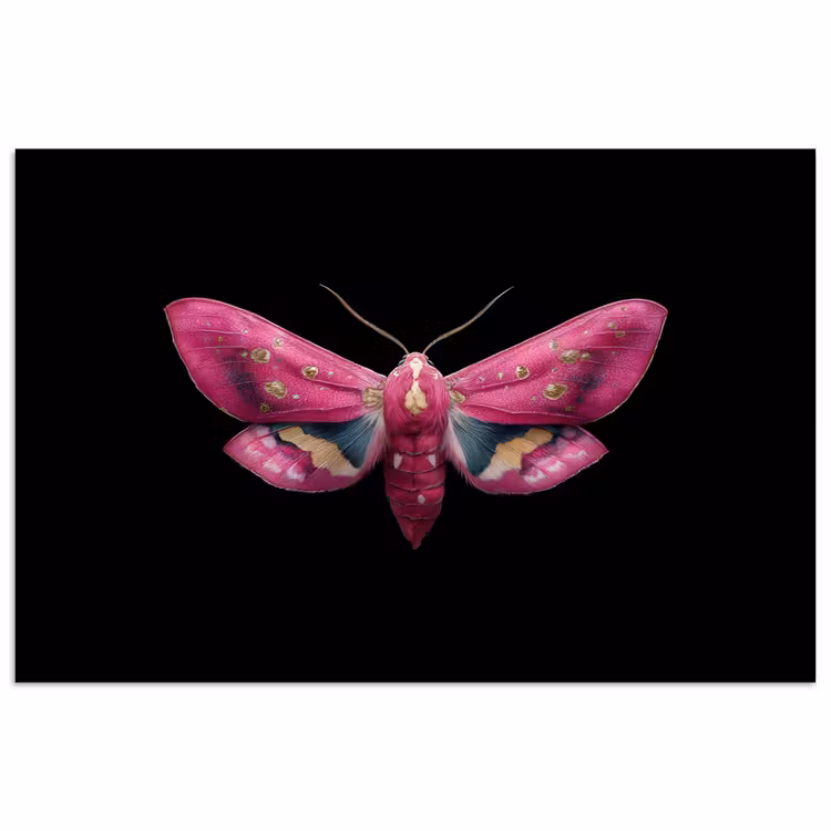 Vlinder - Roze - Nachtvlinder poster papier klein -3d