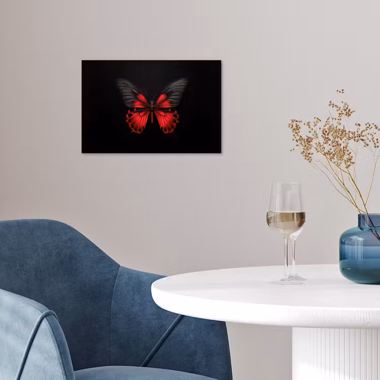 Vlinder - Rood - Contrast poster papier klein -sfeer3