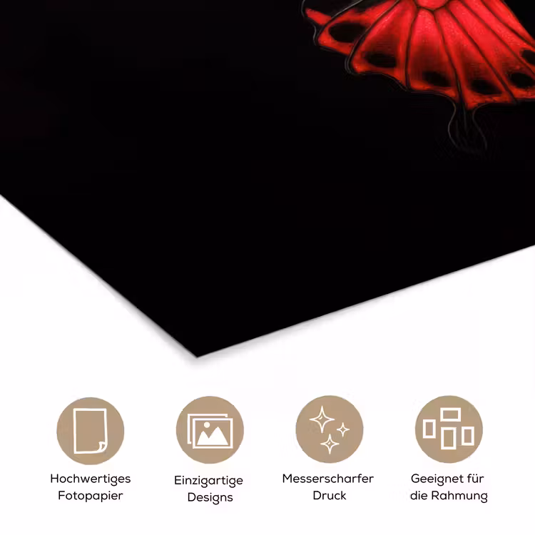 Vlinder - Rood - Contrast poster papier klein -tcloseup_DE