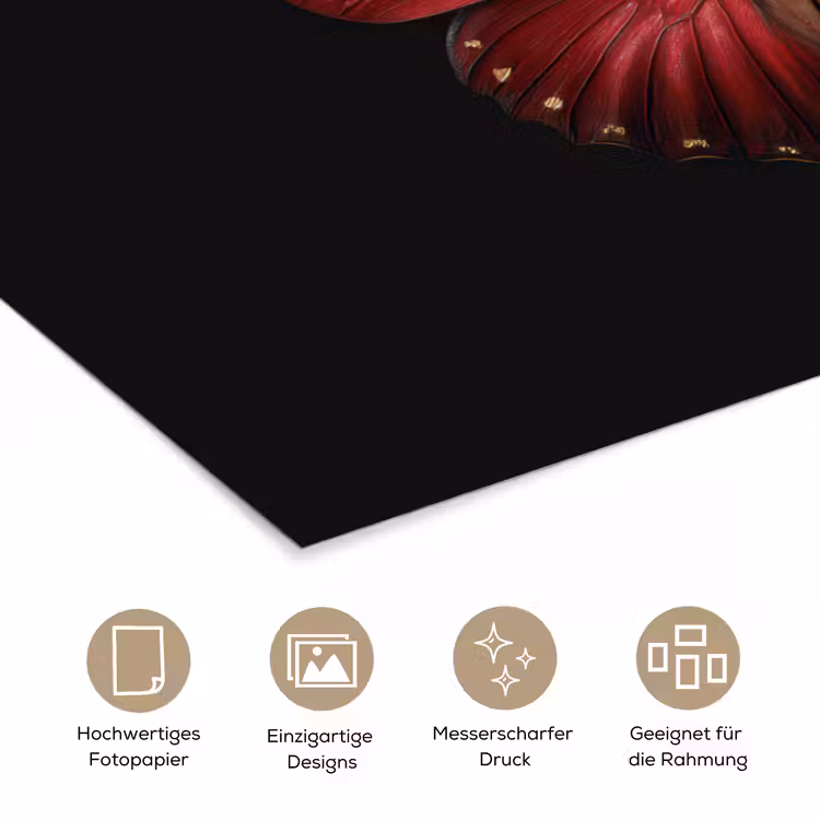 Vlinder - Rood - Minimalistisch poster papier klein -tcloseup_DE