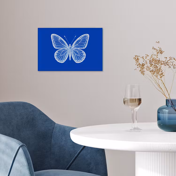 Vlinder - Wit - Getekend - Stippen poster papier klein -sfeer3