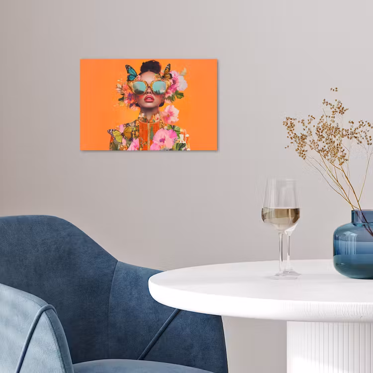 Vlinders - Vrouw - Zonnebril - Kleurrijk poster papier klein -sfeer3