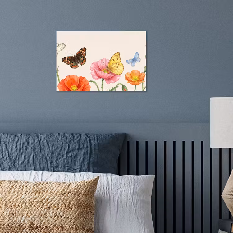 Vlinders - Klaprozen - Illustratie - Kleurrijk poster papier klein -sfeer2