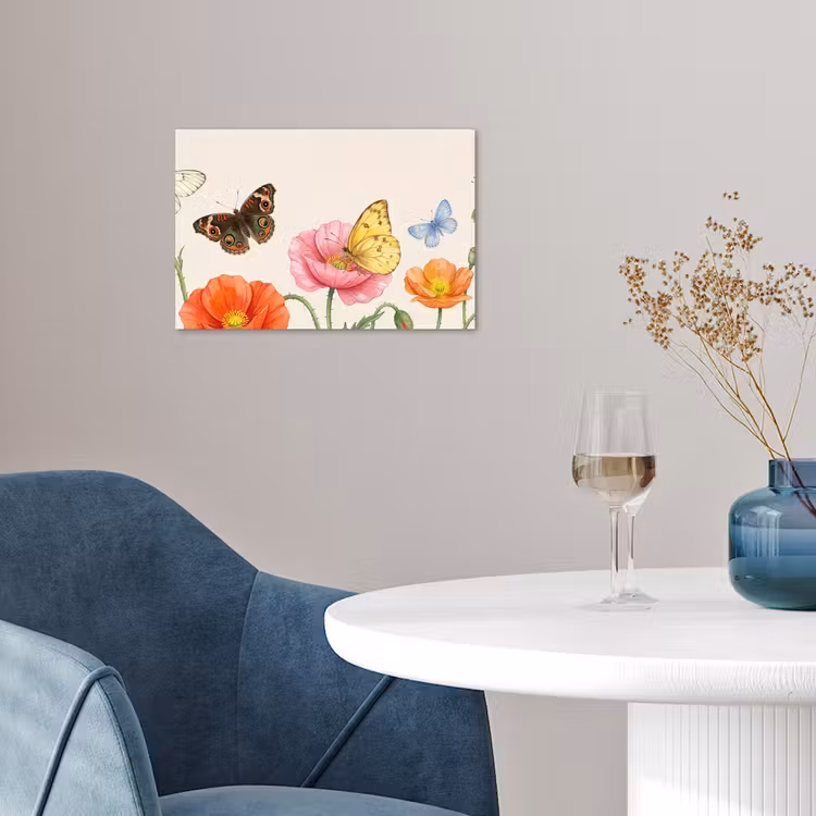 Vlinders - Klaprozen - Illustratie - Kleurrijk poster papier klein -sfeer3