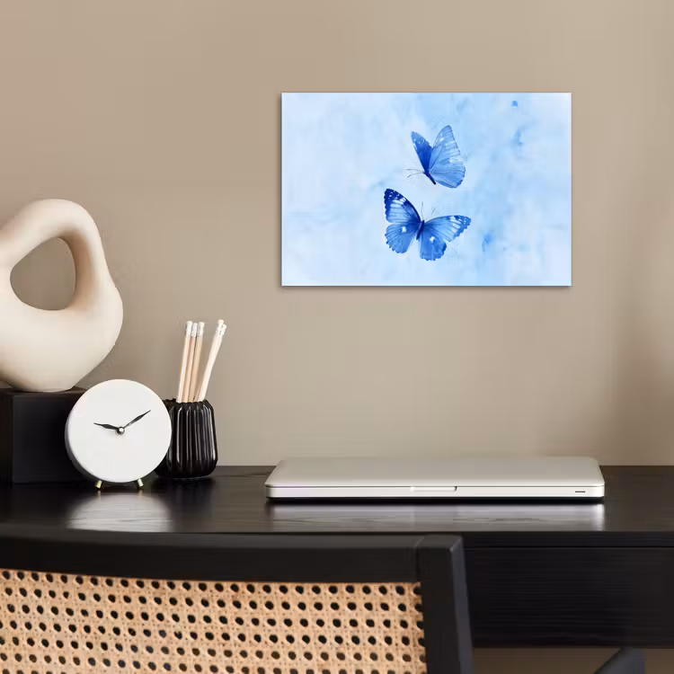 Vlinders - Sierlijk - Blauw poster papier klein -sfeer1