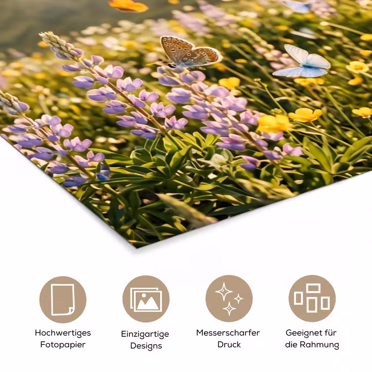 Vlinders - Waterval - Bloemenveld poster papier klein -tcloseup_DE