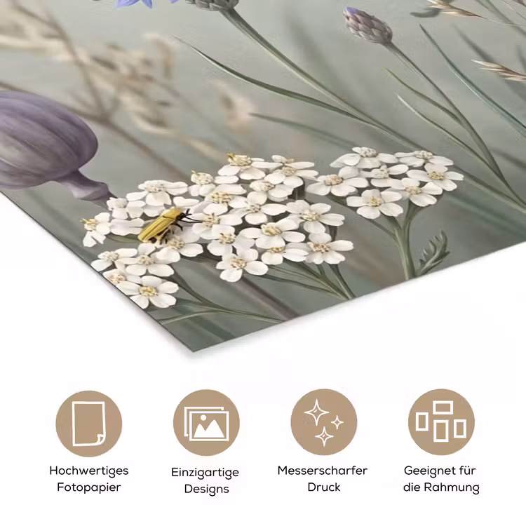 Vlinders - Wildbloemen - Illustratie - Kleurrijk poster papier klein -tcloseup_DE