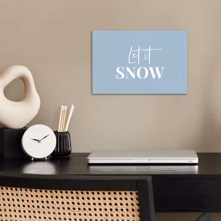 Sneeuw - Winter - Blauw - Let it snow poster papier klein -sfeer1
