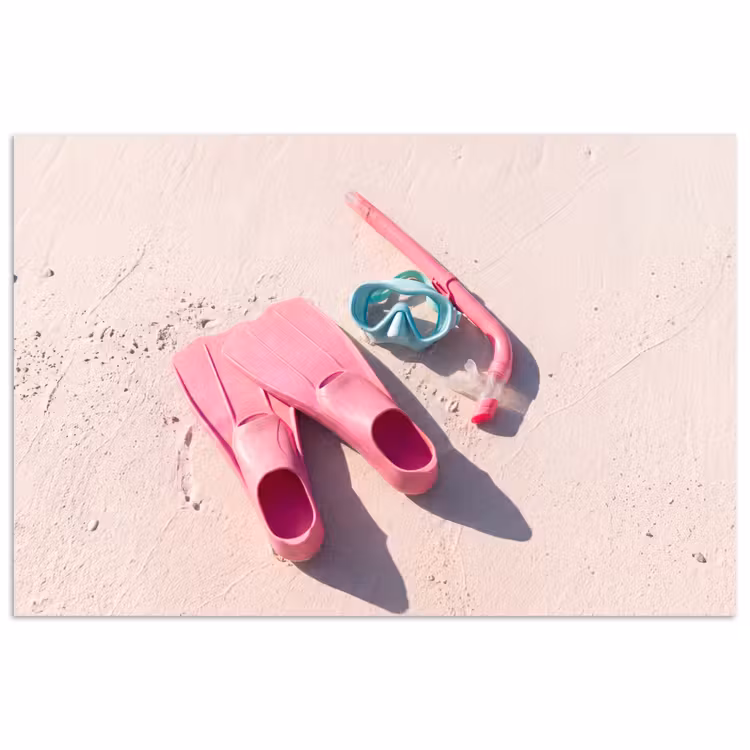 Snorkelset - Strand - Zomer - Roze poster papier klein -3d