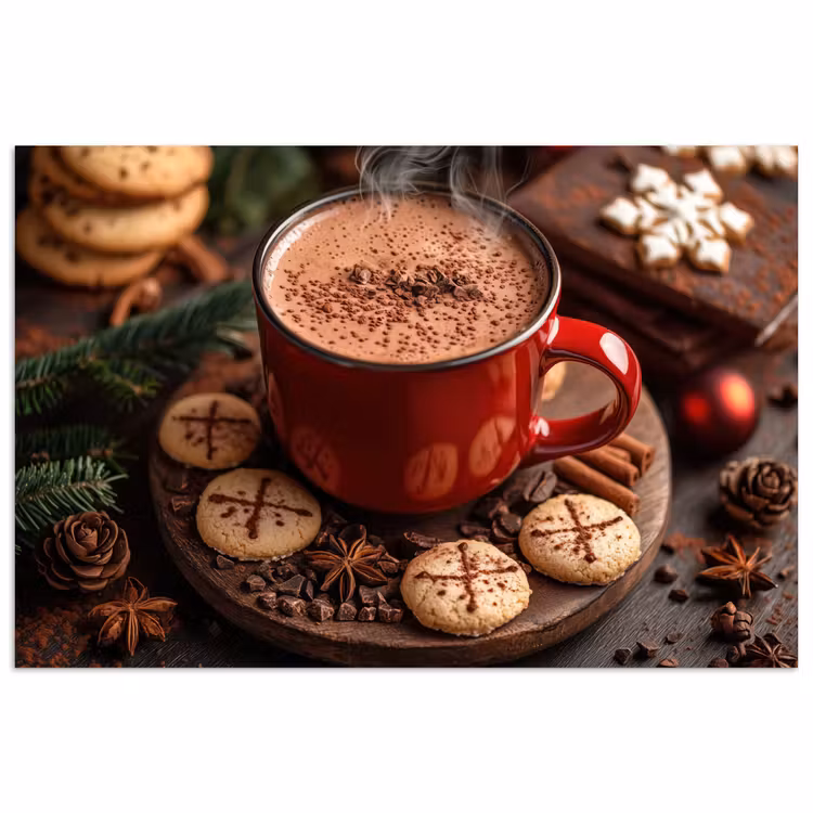 Chocolademelk - Mok - Winter - Kerst - Gezelligheid poster papier klein -3d