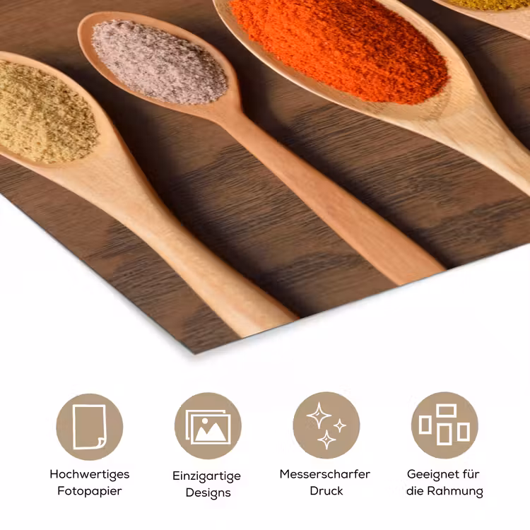 Pollepel - Kruiden - Eten - Specerijen - Tafel poster papier klein -tcloseup_DE