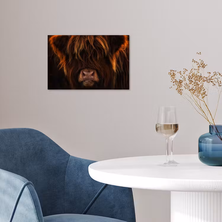 Schotse Hooglander - Koe - Portret - Dieren poster papier klein -sfeer3