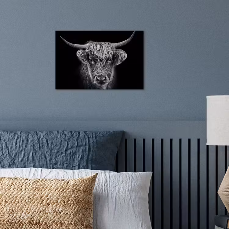 Schotse hooglander - Zwart - Koe - Dieren poster papier klein -sfeer2