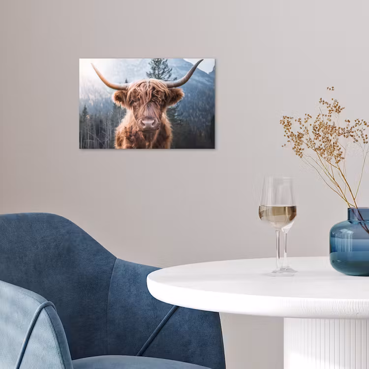 Schotse hooglander - Koe - Dieren - Berg - Natuur poster papier klein -sfeer3