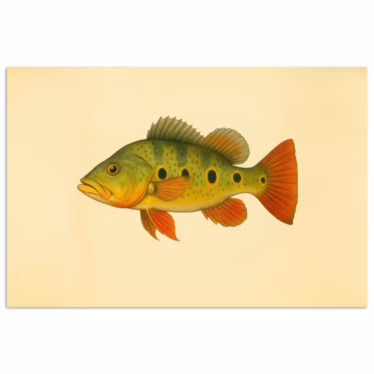 Schubben - Vis - Groen - Illustratie poster papier klein -3d