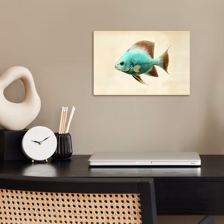 Schubben - Vis - Mint - Minimalistisch poster papier klein -sfeer1