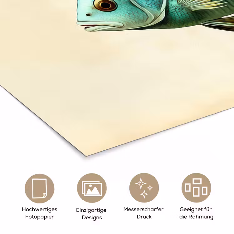 Schubben - Vis - Mint - Minimalistisch poster papier klein -tcloseup_DE