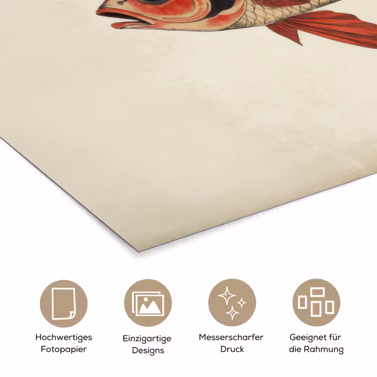 Schubben - Rood - Vis - Vinnen poster papier klein -tcloseup_DE