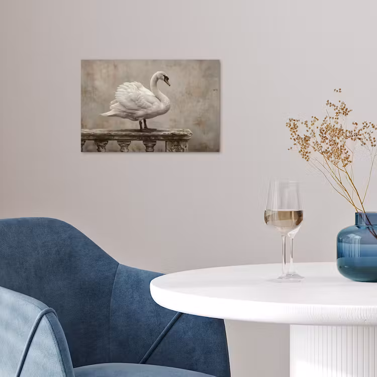 Zwaan - Elegant - Dieren - Wit poster papier klein -sfeer3