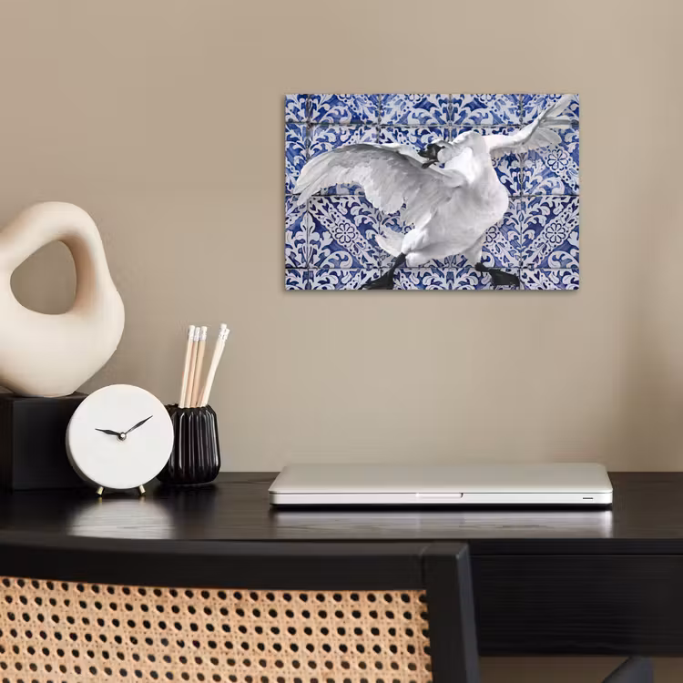 Zwaan - Kunst - Delfts blauw - Schilderij - Oude meesters poster papier klein -sfeer1
