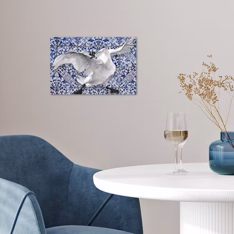 Zwaan - Kunst - Delfts blauw - Schilderij - Oude meesters poster papier klein -sfeer3