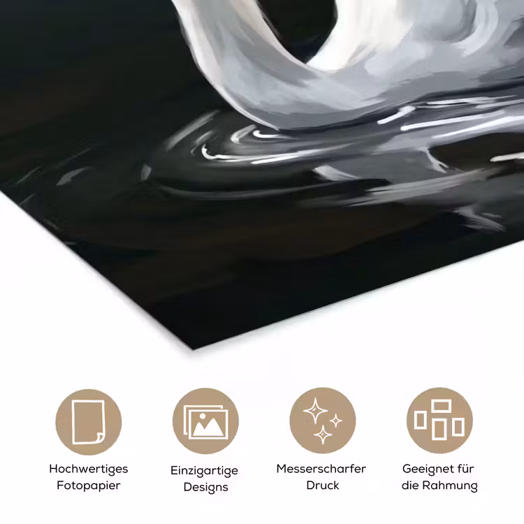 Zwaan - Water - Natuur - Realistisch - Wit poster papier klein -tcloseup_DE