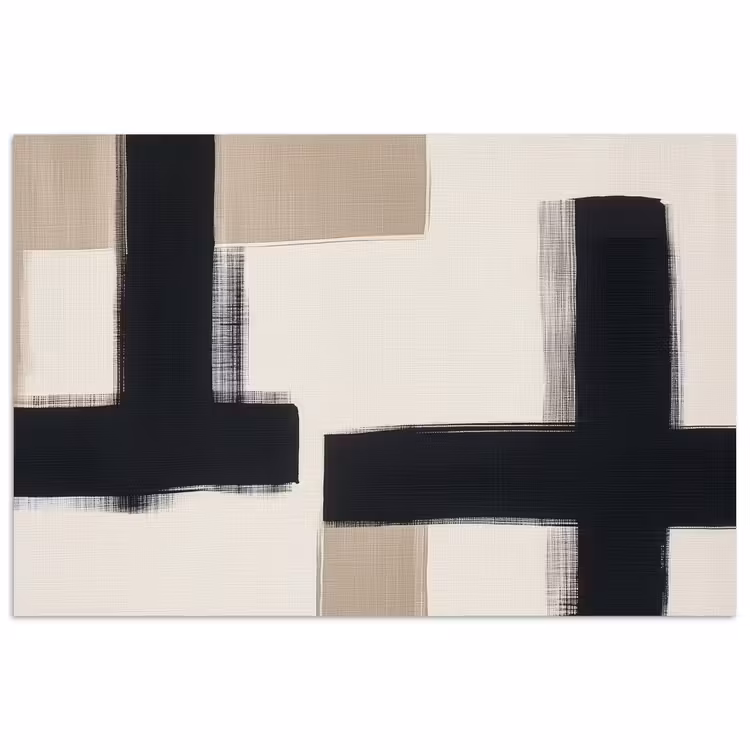 Zwart - Abstract - Japandi poster papier klein -3d