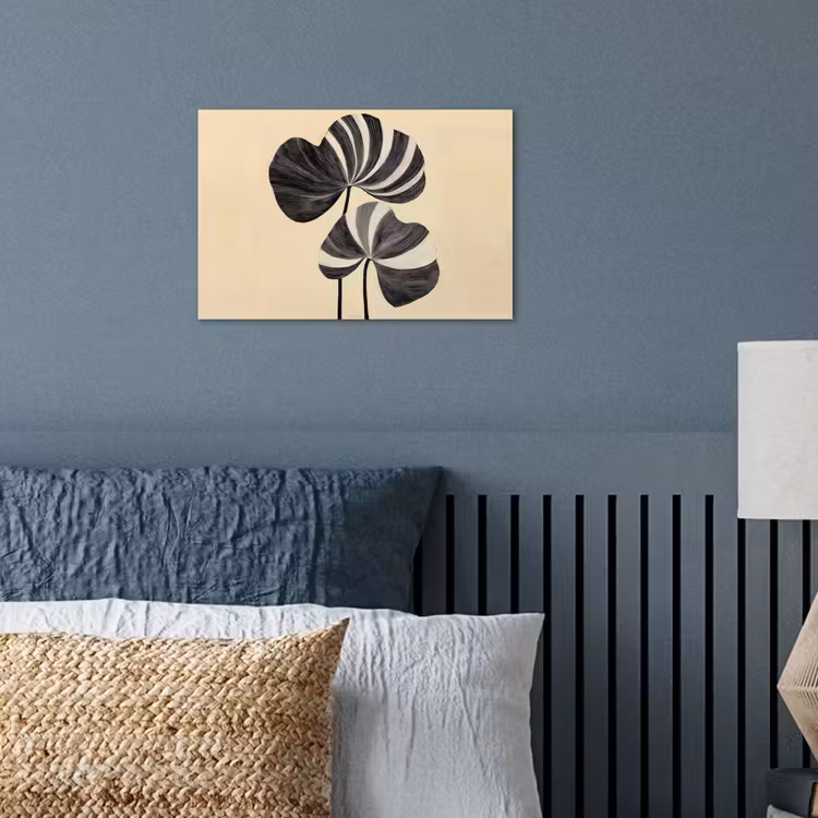 Zwart - Bladeren - Strepen - Minimalistisch poster papier klein -sfeer2