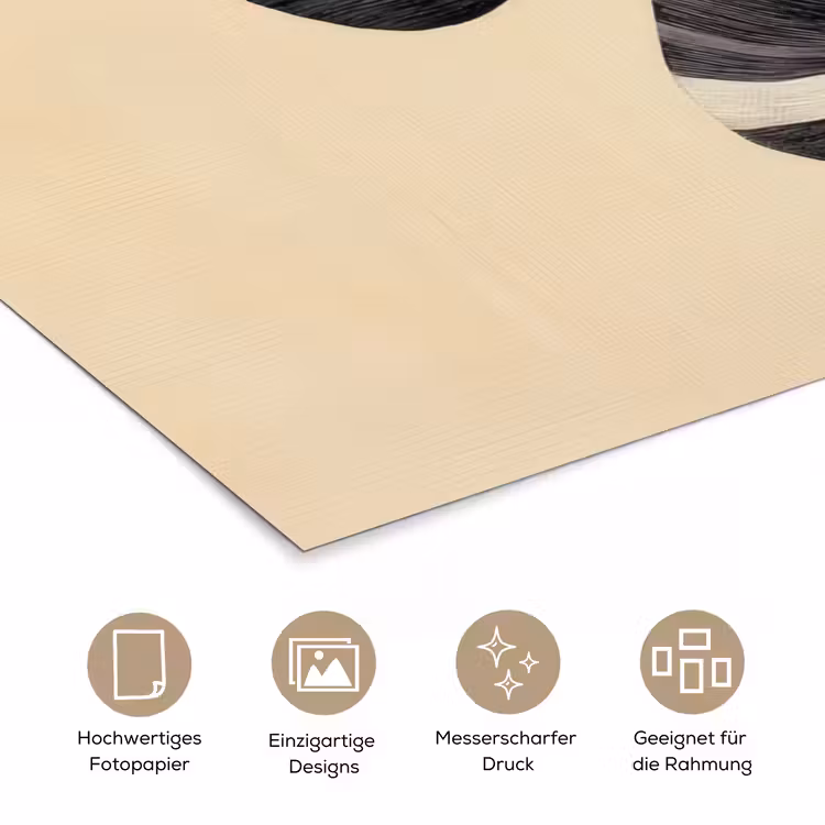 Zwart - Bladeren - Strepen - Minimalistisch poster papier klein -tcloseup_DE