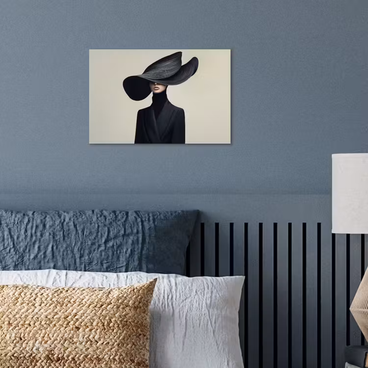Zwart - Vrouw - Hoed poster papier klein -sfeer2