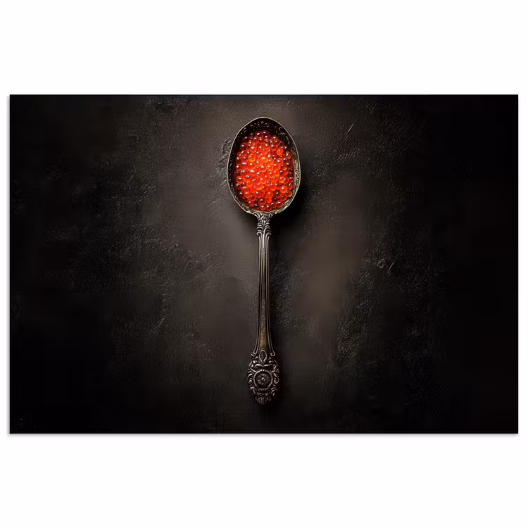 Zwart - Lepel - Caviar poster papier klein -3d