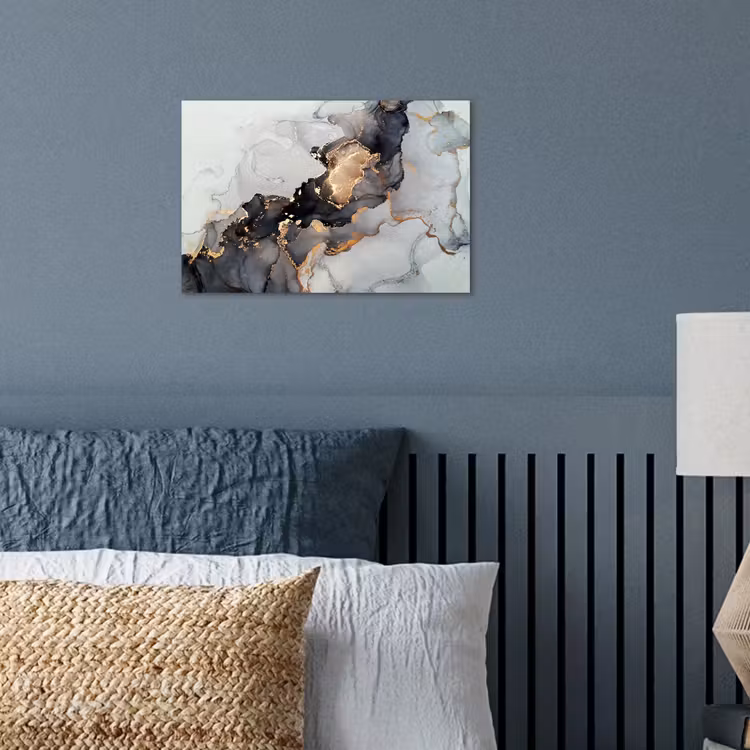 Zwart - Marmer - Luxe - Goud poster papier klein -sfeer2